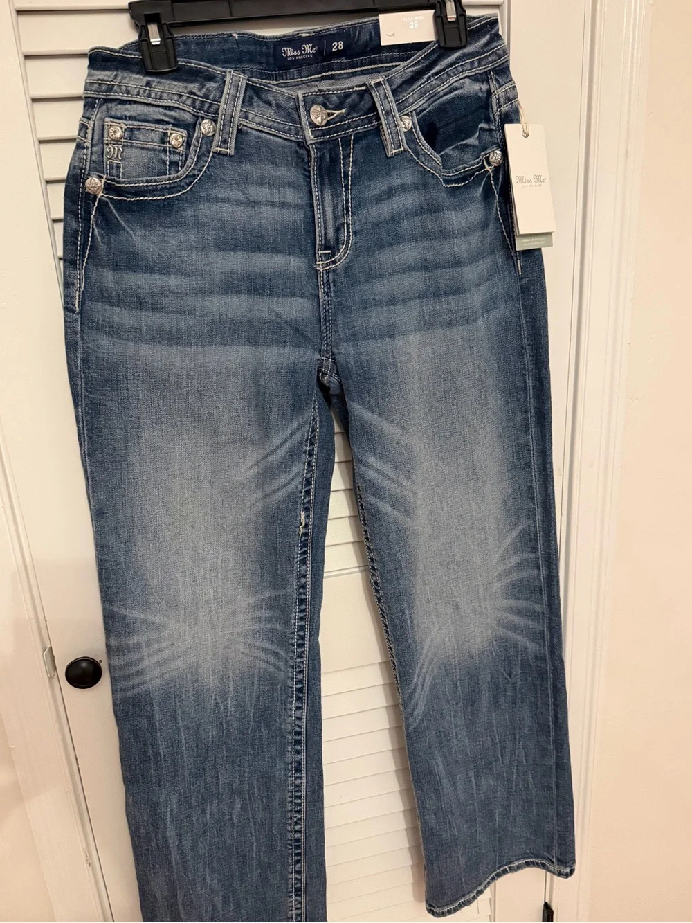 New Miss Me Cloudborne Wing Slim Wide Mid-Rise Jeans, 28x30